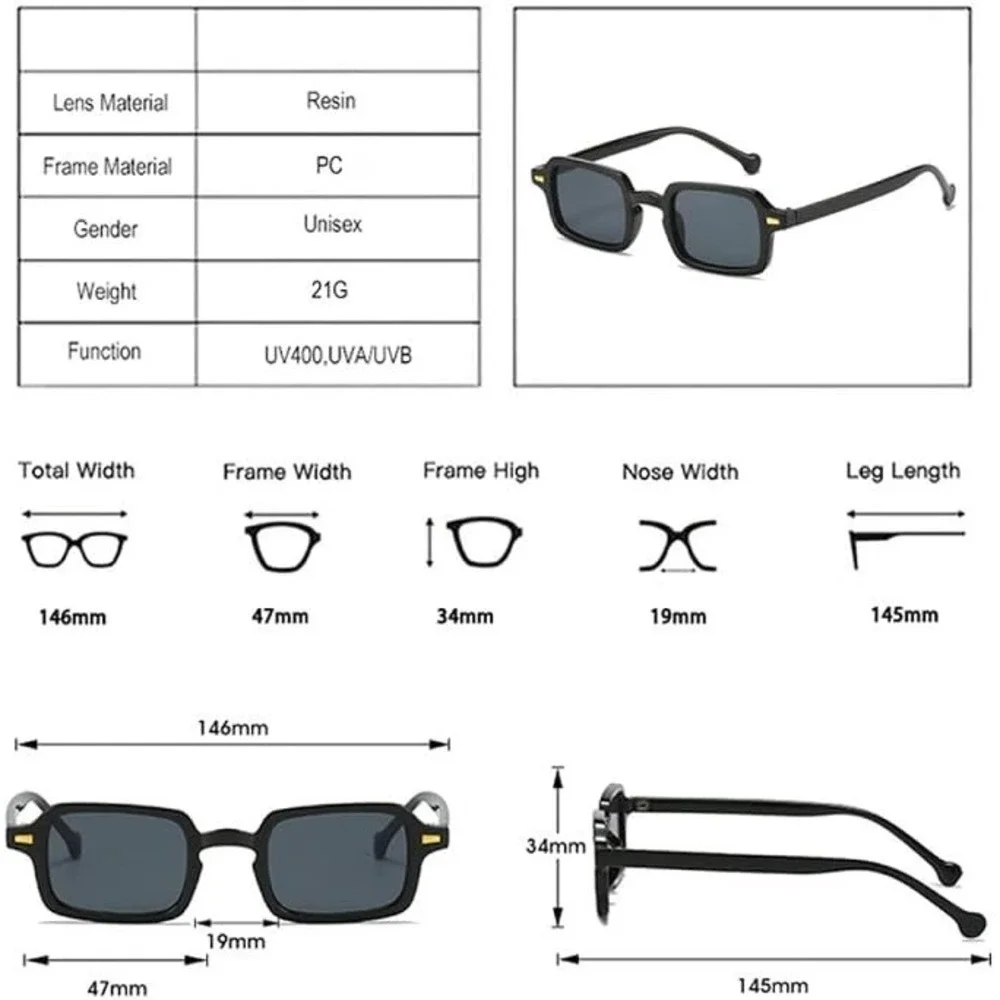 Vintage Square Tortoiseshell Sunglasses Women Lightweight Minimalist Elegant New - Picture 6 of 6